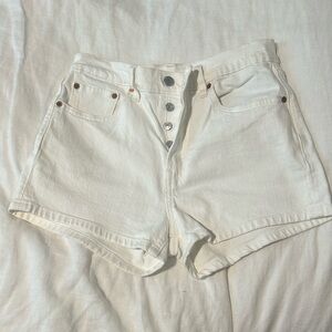 Levi White Denim 501 Shorts